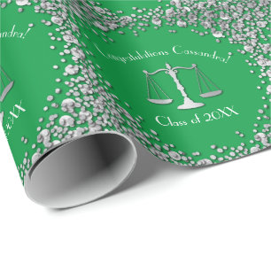 Papier Cadeau Lawyer Law School Green Silver Graduation Party