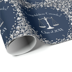 Papier Cadeau Lawyer Law School Marine Silver Graduation Party