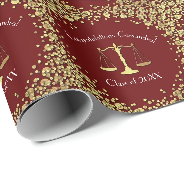 Papier Cadeau Lawyer Law School Maroon Gold Graduation Party (Coin rond)