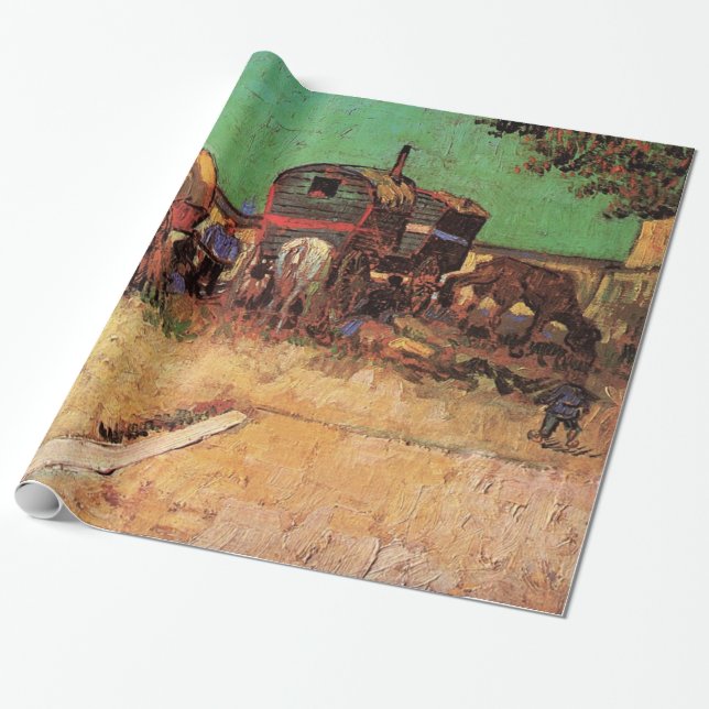 Papier Cadeau L'campement des Tziganes avec Caravanes, Van Gogh (Déroulé)