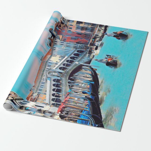 Papier Cadeau ldp VENICE - gondolas - rialto - (Déroulé)
