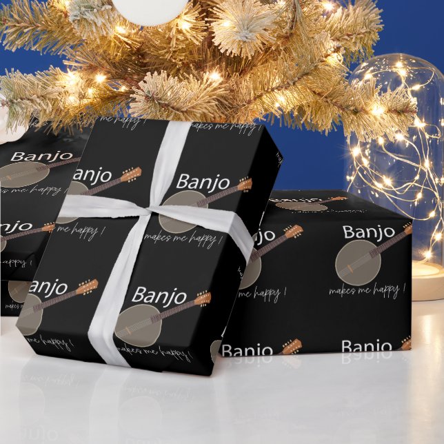 Papier Cadeau Le Banjo Me Rend Heureux (Vacances)
