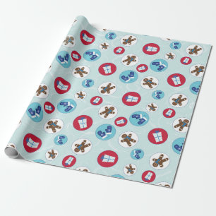 Papier Cadeau Le bleu de bonhomme en pain d'épice entoure Noël
