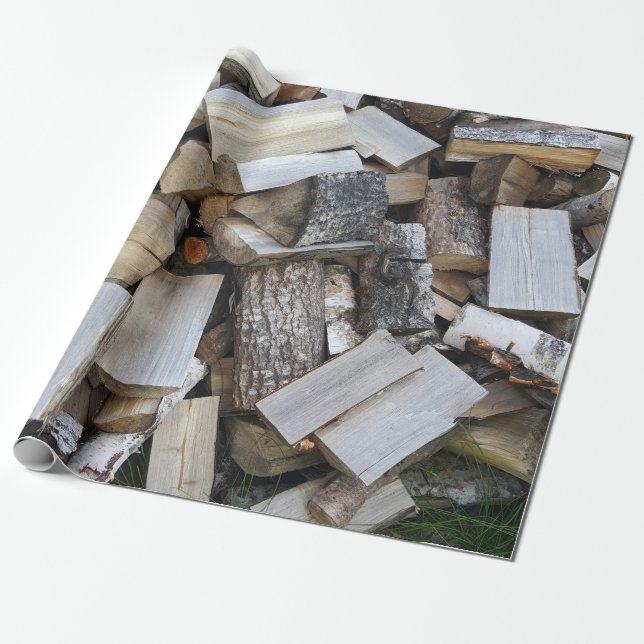 Papier Cadeau Le bois de chauffage note la photographie (Déroulé)