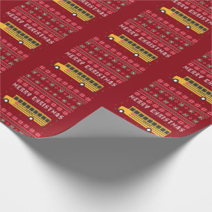 Papier Cadeau Le bus scolaire Jaune Chandail de Noël moche