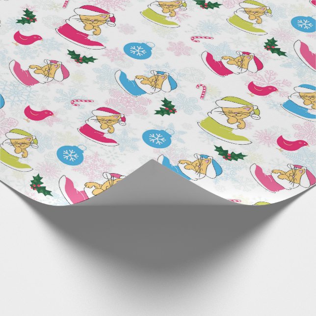 Papier Cadeau Le chat de Noël dort (Coin)