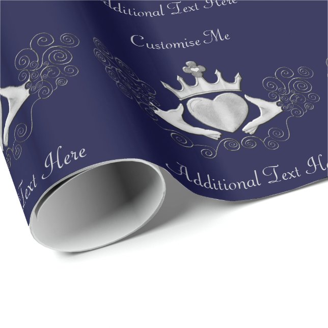 Papier Cadeau Le Claddagh (Argent) (Coin rond)