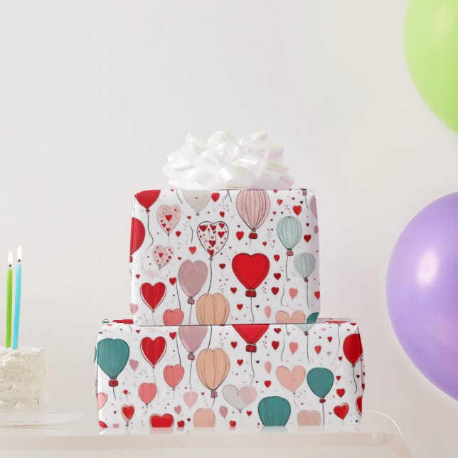 Papier Cadeau Le coeur de la Saint Valentin Envelopper le papier (Cadeaux de fête)