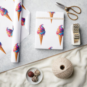 Papier Cadeau Le cône de glace classique vibrant de SlipperyJoe'