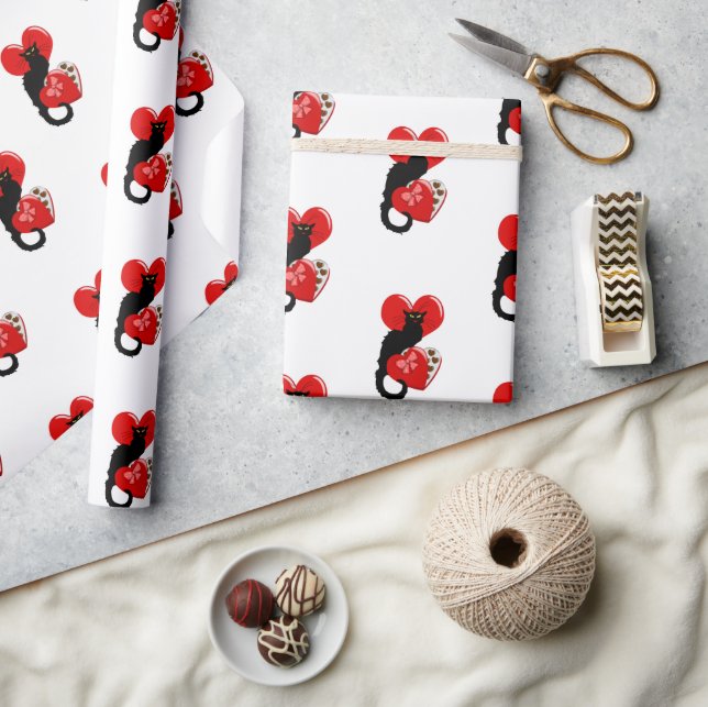 Papier Cadeau Le Conversation Noir Saint Valentin (Artisanat)