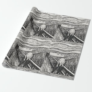 Papier Cadeau Le Cri d'Edvard Munch Noir et Blanc