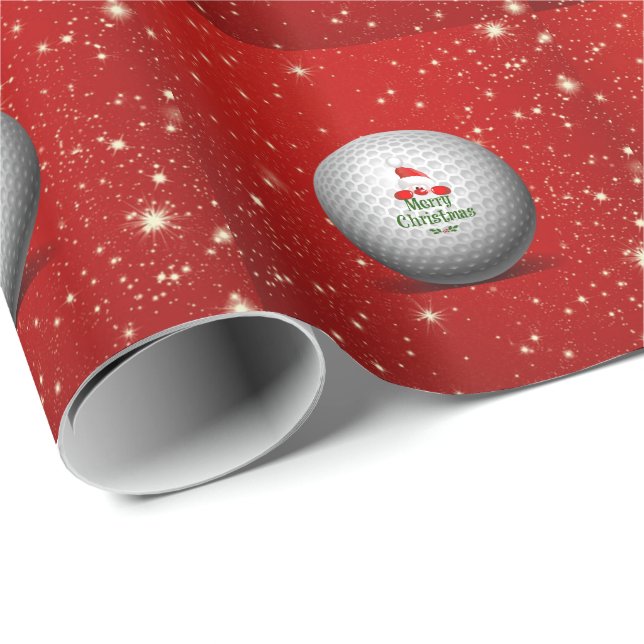 Papier Cadeau Le design de Noël festif des golfeurs - C'est Père (Coin rond)