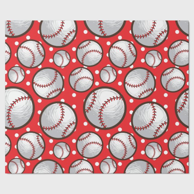 Papier Cadeau Le design rouge et blanc de Baseballs (Couture)