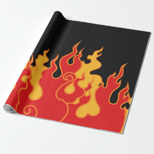 Papier Cadeau Le feu. Langues flammes sur un arrière - plan noir