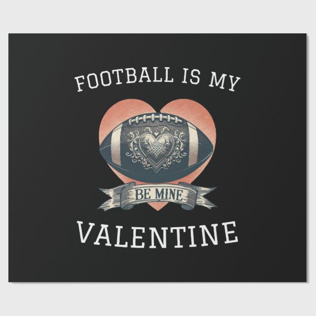Papier Cadeau Le football est mon Valentin (Plat)