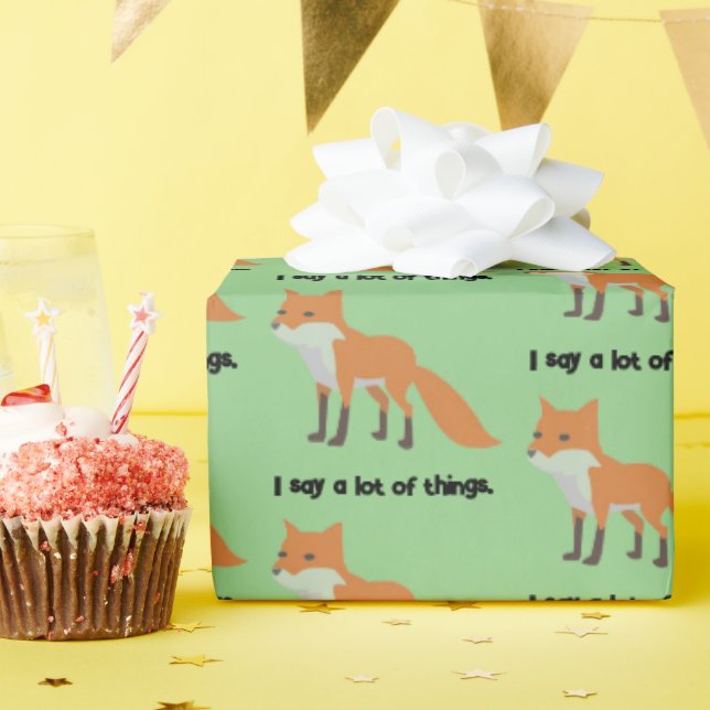 Papier Cadeau Le Fox Dit... Drôle Conception Cartoon Mème Intern (Fête d'anniversaire)
