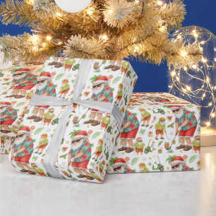 Papier Cadeau Le golf du Père Noël avec cadeau de Noël pour Golf