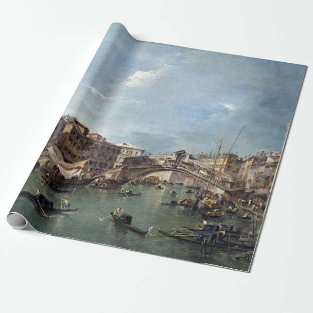 Papier Cadeau Le Grand Canal Francesco Guardi avec le Rialto (Déroulé)