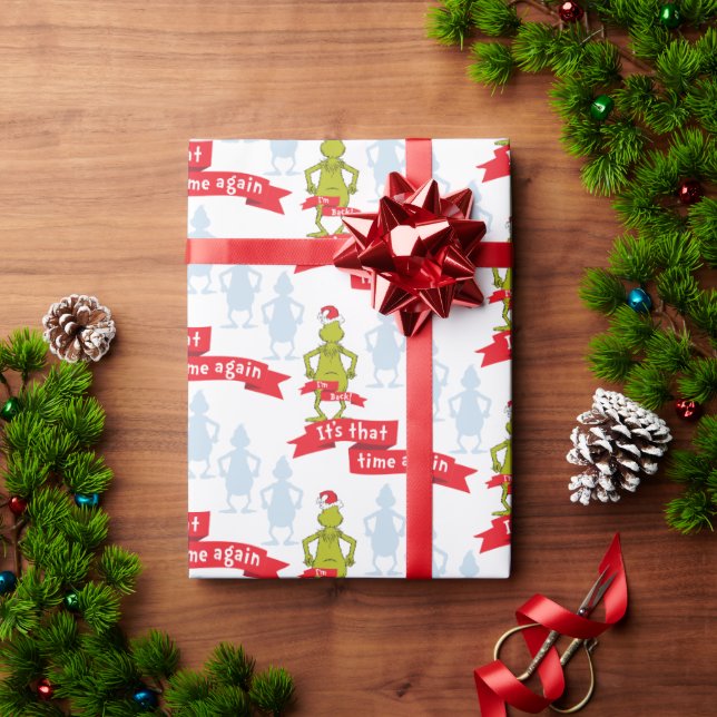 Papier Cadeau Le Grinch | C'est ce Motif de nouveau (Cadeau de vacances)