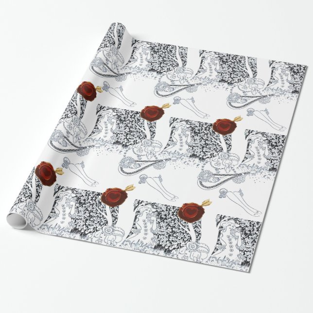 PAPIER CADEAU LE JOUR DE VALENTINE LES AMOUREUX ROMANTIQUES DU C (Déroulé)