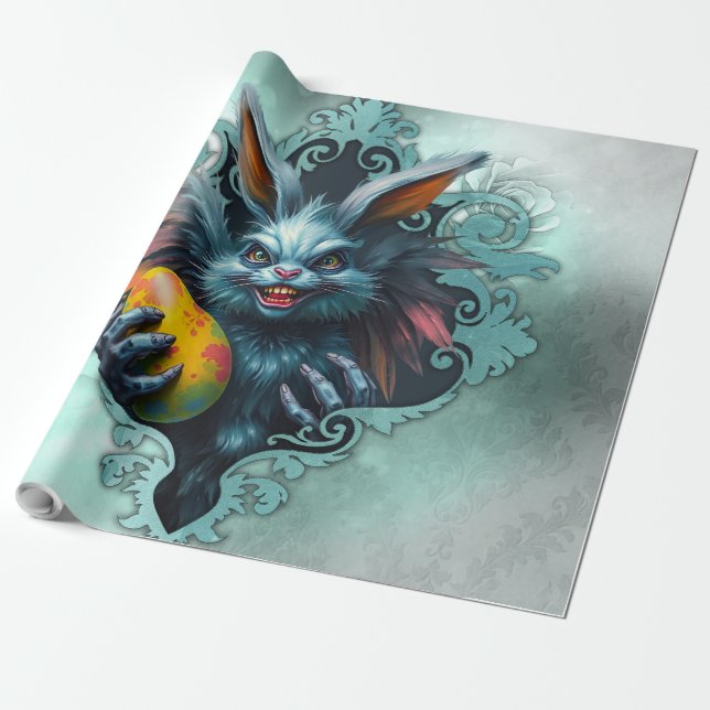 Papier Cadeau Le lapin éffrayant de Pâques, (Déroulé)