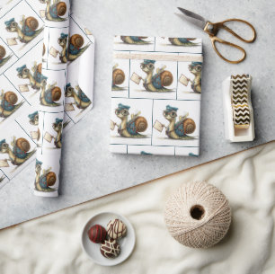 Papier Cadeau Le Mailman d'escargot livre du courrier