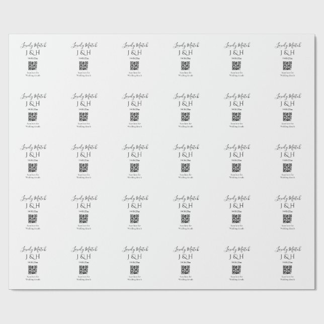 Papier Cadeau Le mariage d'ajouter le nom de couple QR code scan (Plat)