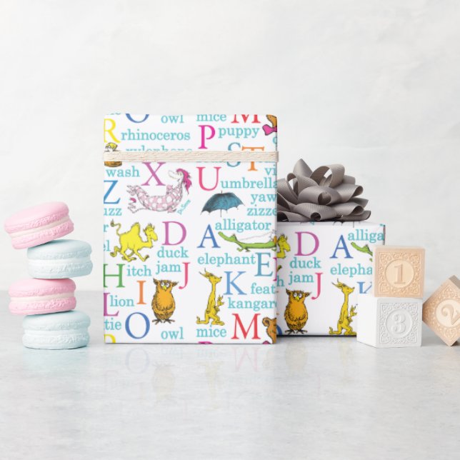 Papier Cadeau Le modèle ABC de Dr Seuss avec des mots (Baby Shower)