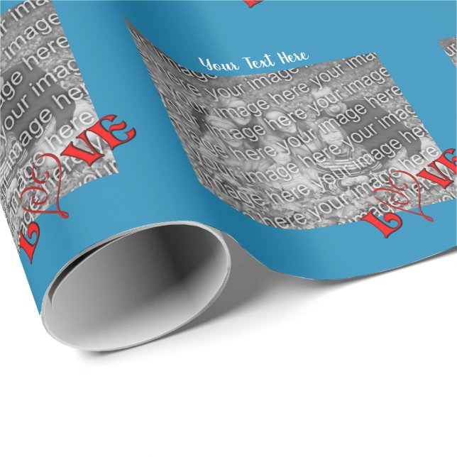 Papier Cadeau Le Modèle du cadre photo Word Love (Coin rond)