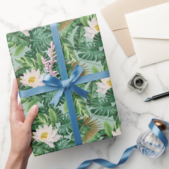 Papier Cadeau Le Motif blanc Lotus Tropical Canopy (Cadeaux)