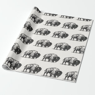 Papier Cadeau Le Motif de Buffalo au Charbon