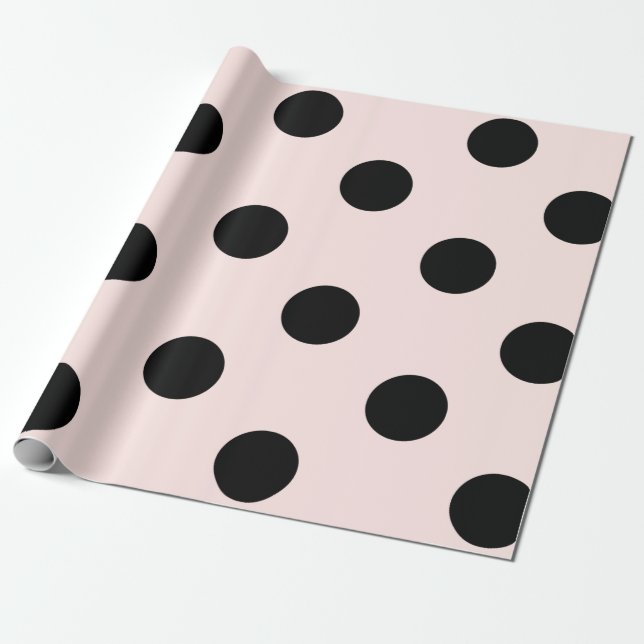 Papier Cadeau Le motif de pois noir chic et rougissent mariage (Déroulé)