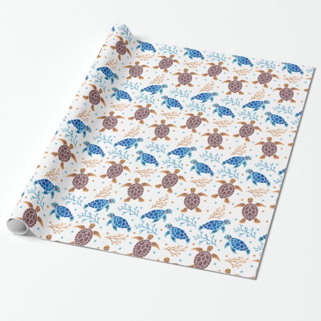 Papier Cadeau Le motif de tortue de mer (Déroulé)