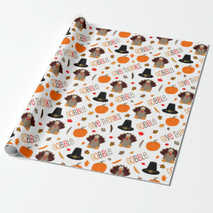 Papier Cadeau Le motif mignon de thanksgiving avalent donnent