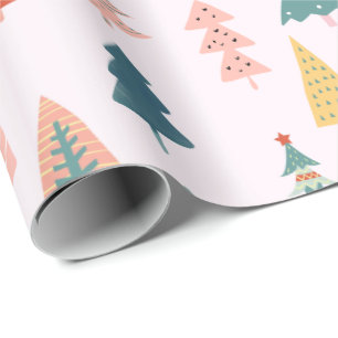 Papier Cadeau Le Motif moderne branché de Noël rose