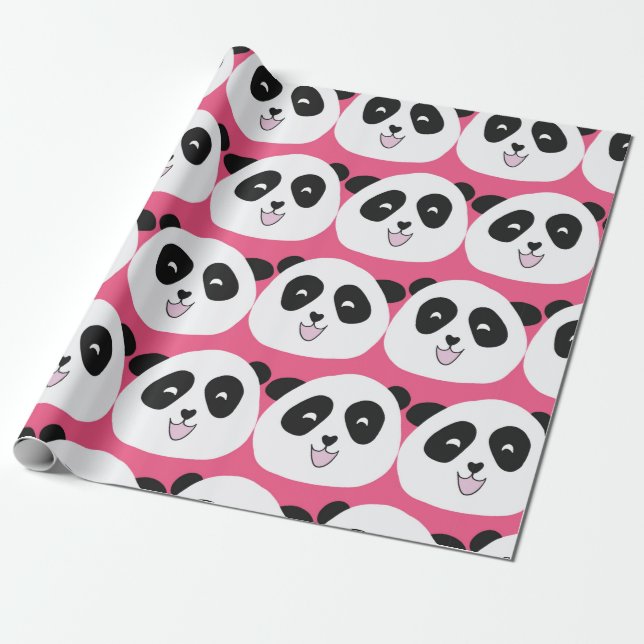 Papier Cadeau Le motif pour enfants Panda porte une répétition v (Déroulé)