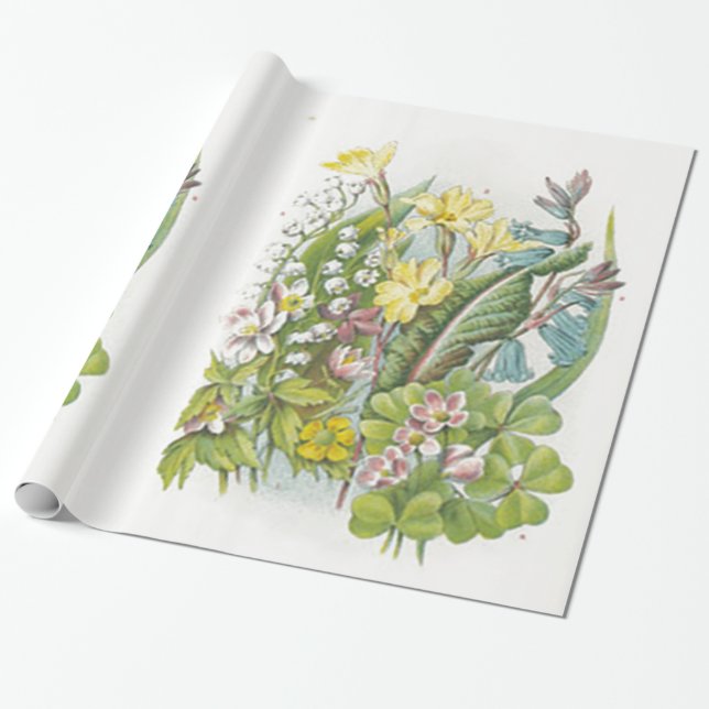 Papier Cadeau Le muguet vintage de fleurs sauvages floral (Déroulé)