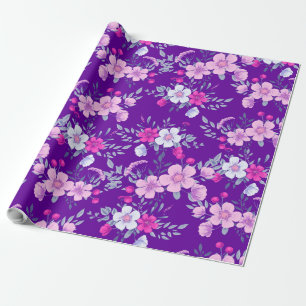 Papier Cadeau Le pastel fleurit l'impression florale sur le