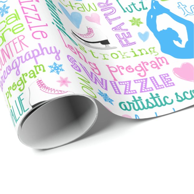 Papier Cadeau Le patineur artistique en pastel exprime la (Coin rond)