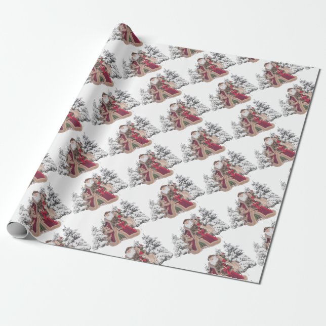 Papier Cadeau Le Père Noël et les Fawns (Déroulé)
