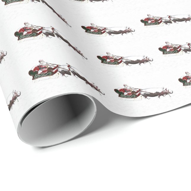 Papier Cadeau Le Père Noël Hippo Sleigh (Coin rond)