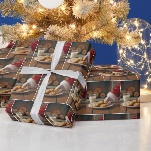 Papier Cadeau Le Père Noël prend un biscuit