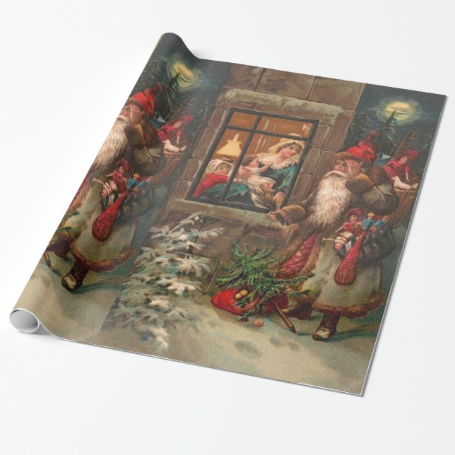 Papier Cadeau Le père noël sur son chemin 4 (Déroulé)