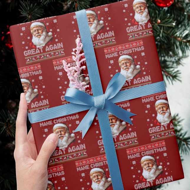 Papier Cadeau Le Père Noël Trump rend Noël super encore rouge (Créateur téléchargé)