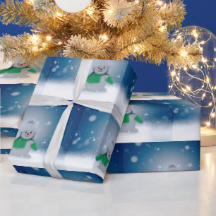 Papier Cadeau Le personnage de bonhomme de neige de Noël adorabl