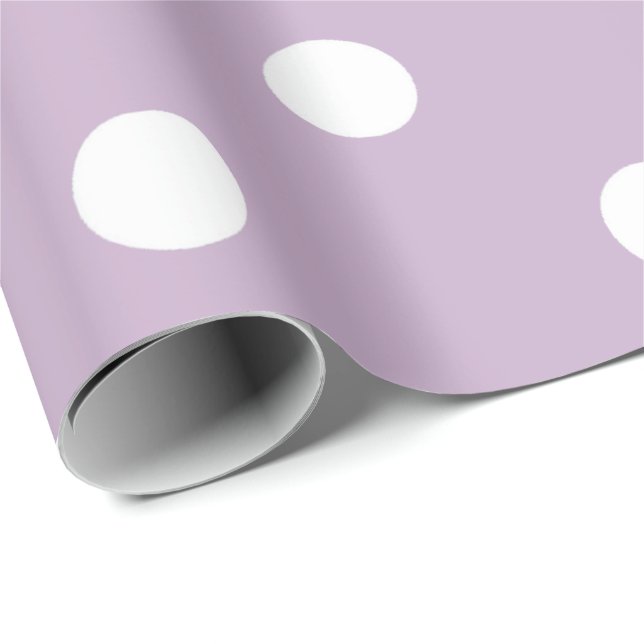 Papier Cadeau Le petit blanc de polka pointille l'améthyste (Coin rond)