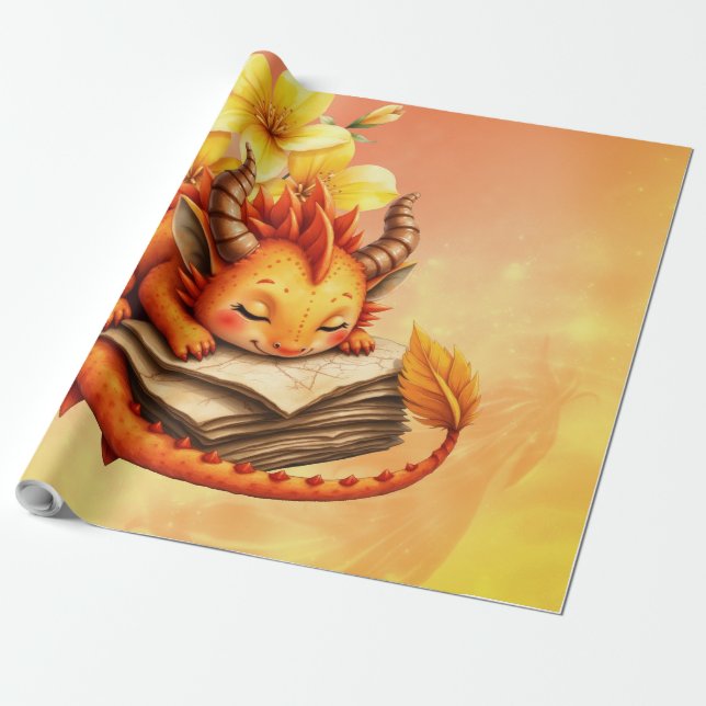 Papier Cadeau Le petit dragon mystique.  (Déroulé)