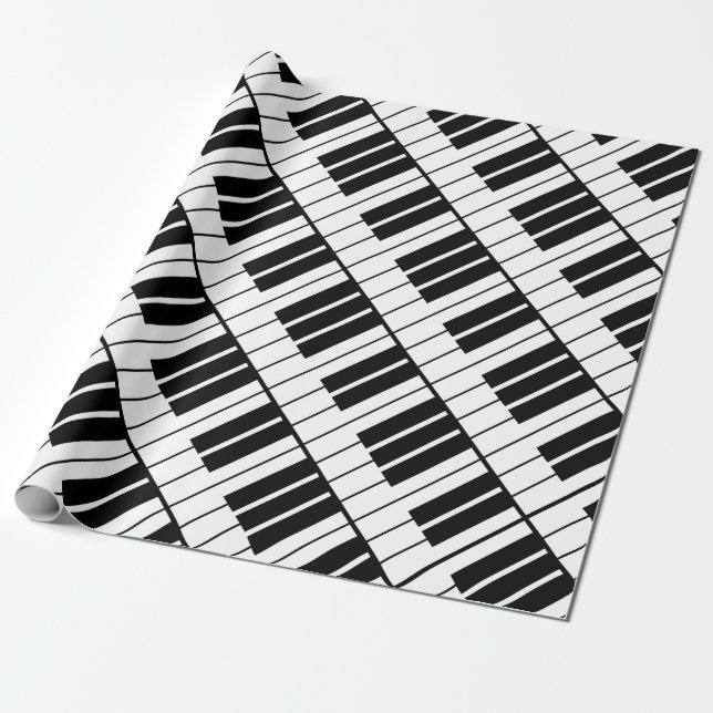 Papier Cadeau Le piano noir et blanc verrouille le papier (Déroulé)