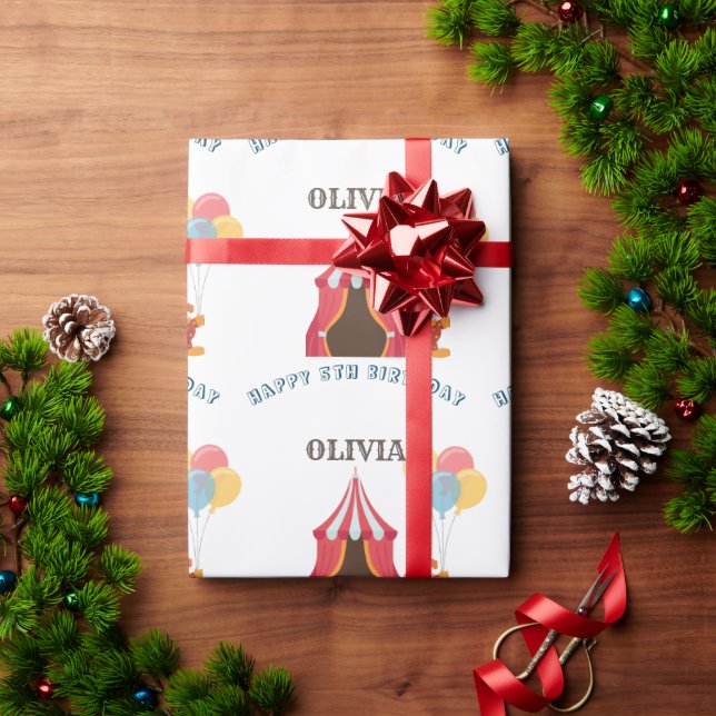 Papier Cadeau LE PLUS GRAND 5E anniversaire Cirque THÈME (Cadeau de vacances)