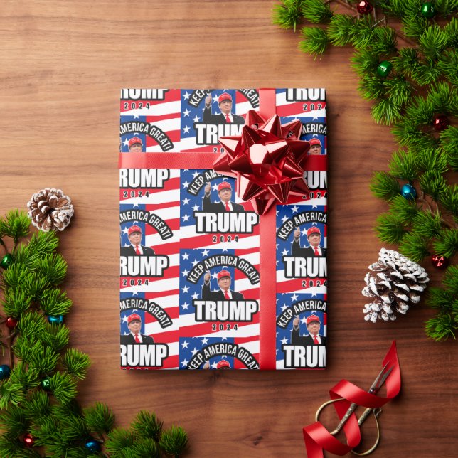 Papier Cadeau Le président Donald Trump 2024 Keep America Great  (Cadeau de vacances)